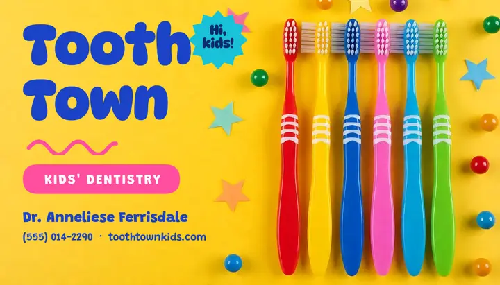 Tooth Town kids dentistry business card template