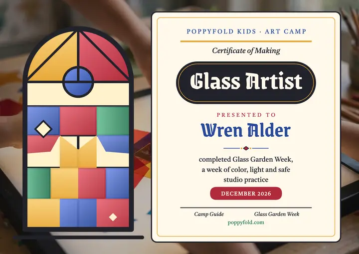 Poppyfold Glass Garden camp certificate template
