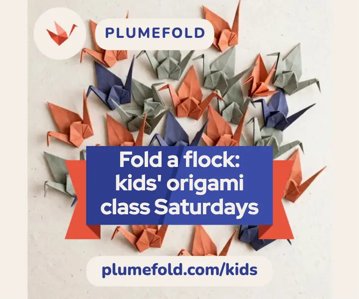 Plumefold kids' origami class ad: kids origami class ad template