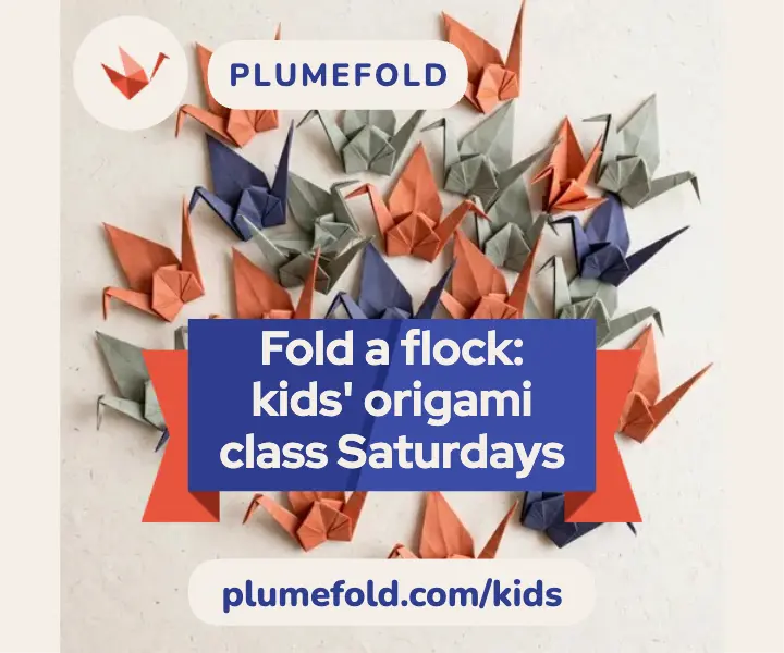 Plumefold kids' origami class ad template