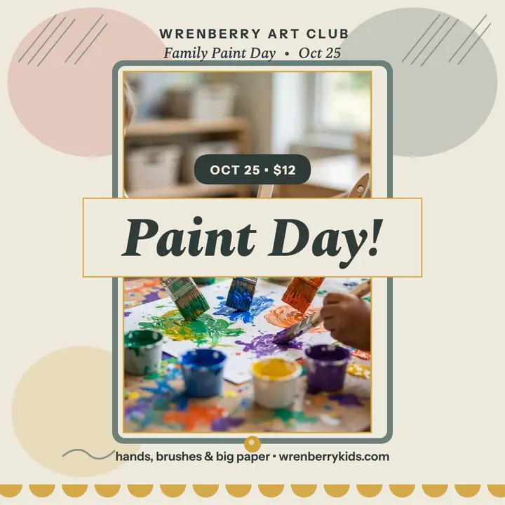 Wrenberry family paint day invite: kids paint day post template
