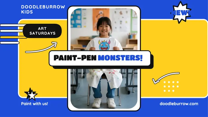 Doodleburrow paint-pen monsters thumbnail template