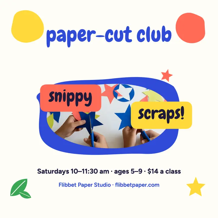 Flibbet Paper Studio kids paper-cut class post: kids art class post template