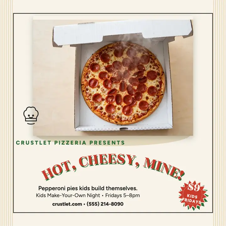 Crustlet kids pizza party night template