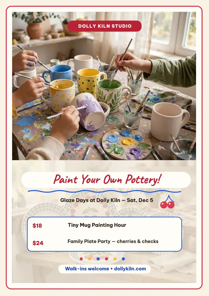 Glaze Days pottery weekend flyer: pottery painting flyer template