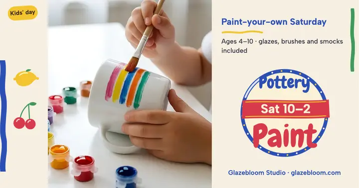 Glazebloom kids paint-your-own pottery Saturday post template