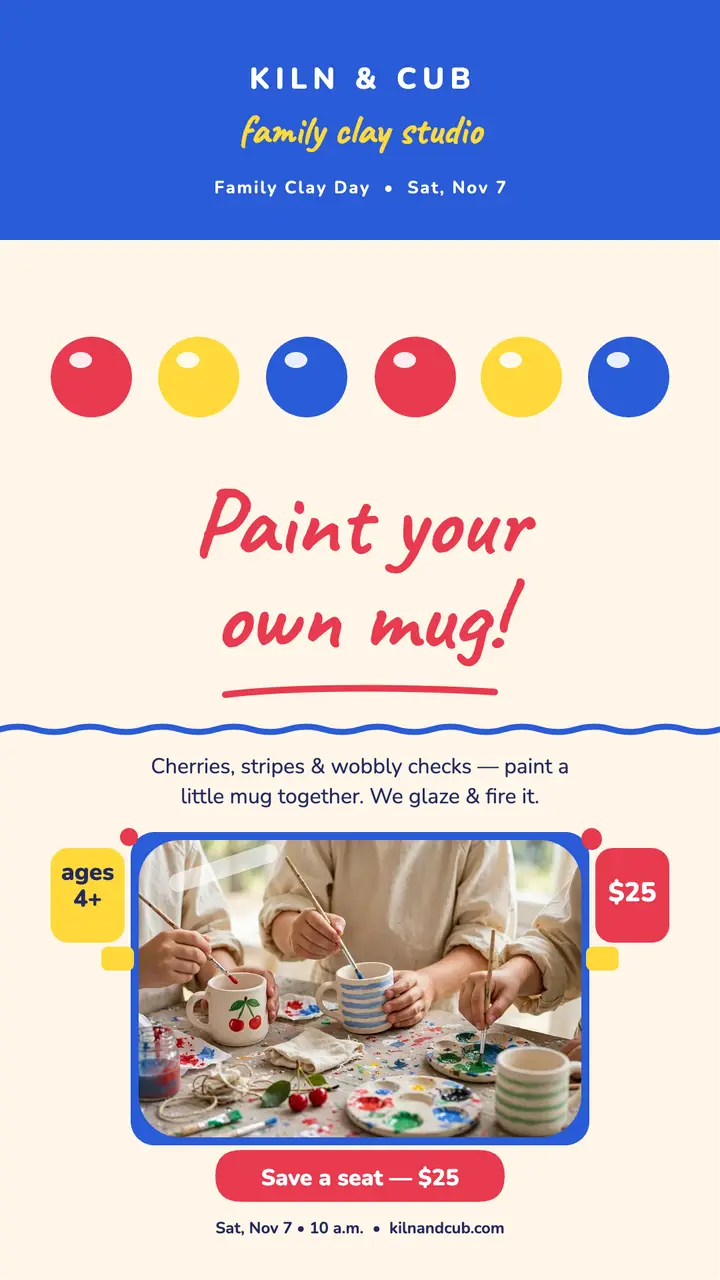 Kiln and Cub family clay day story template