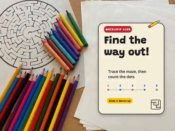 Mazzlepip Club maze warm-up lesson slide template