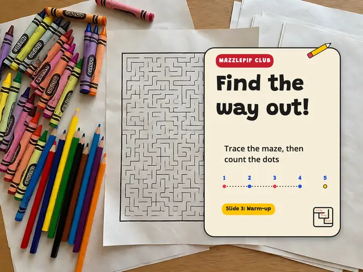 Mazzlepip Club maze warm-up lesson slide template