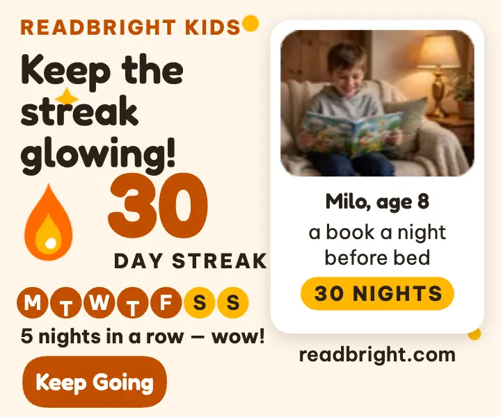 Readbright Kids reading streak ad: reading streak ad template
