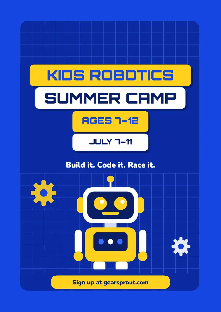 Kids robotics summer camp flyer template
