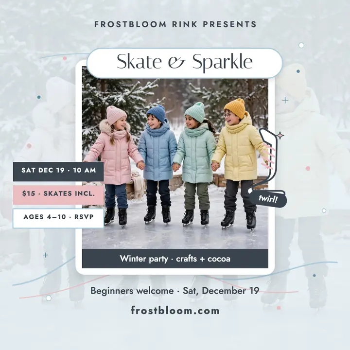 Frostbloom kids skate party sparkle post template