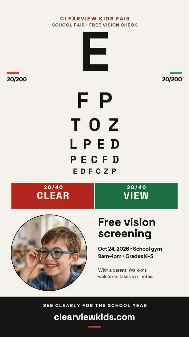 Clearview Kids Fair vision chart story template