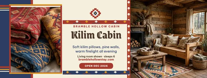 Bramble Hollow Cabin kilim cover template