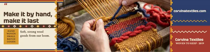Corvina Textiles kilim maker quote banner: maker quote linkedin banner template