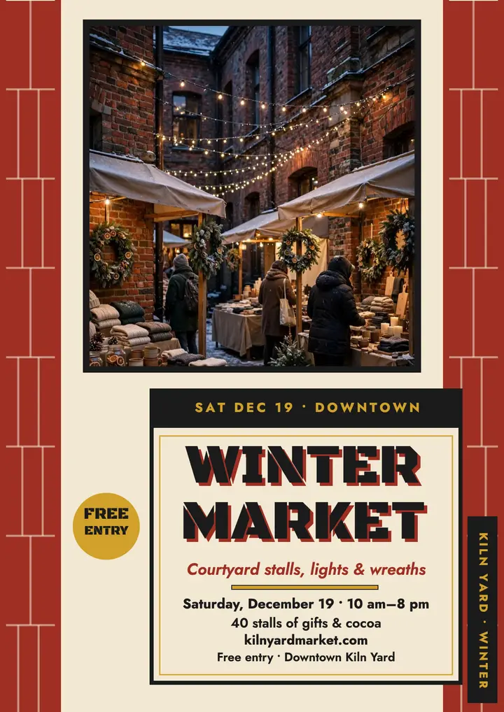 Kiln Yard winter market flyer template