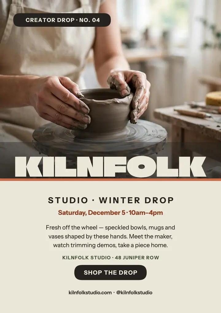 Kilnfolk Studio winter drop flyer template