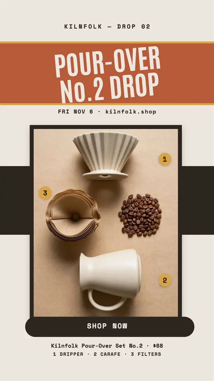 Kilnfolk pour-over set drop story template