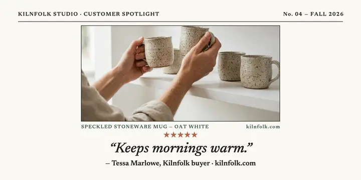 Kilnfolk mug customer spotlight review template