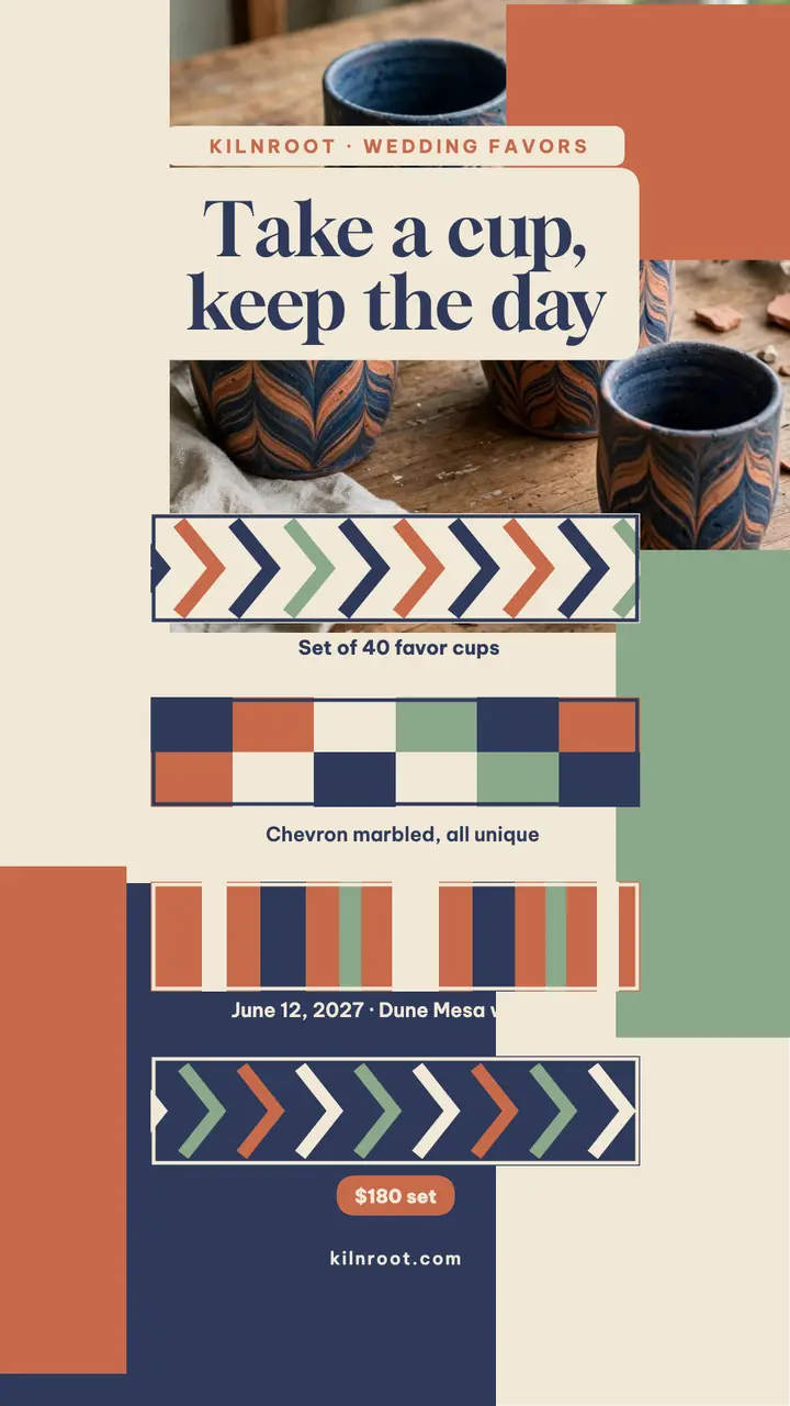 Kilnroot nerikomi wedding favor cups story template