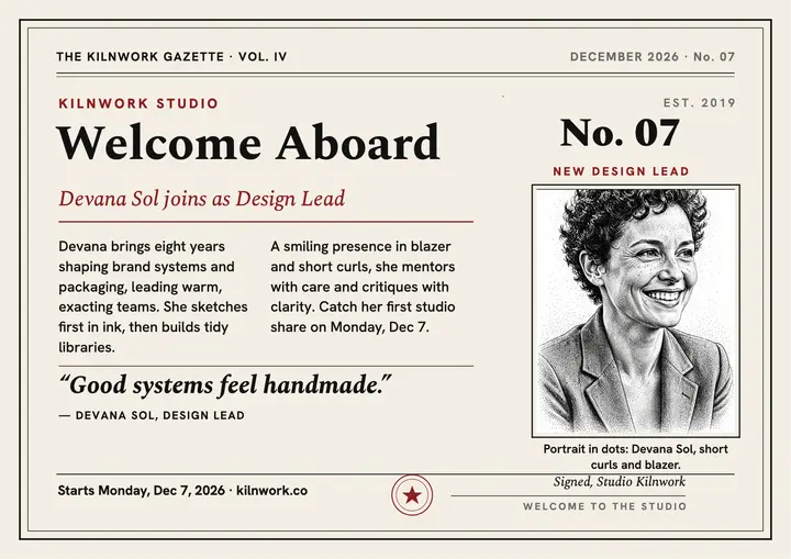 Kilnwork welcome aboard Devana Sol certificate template