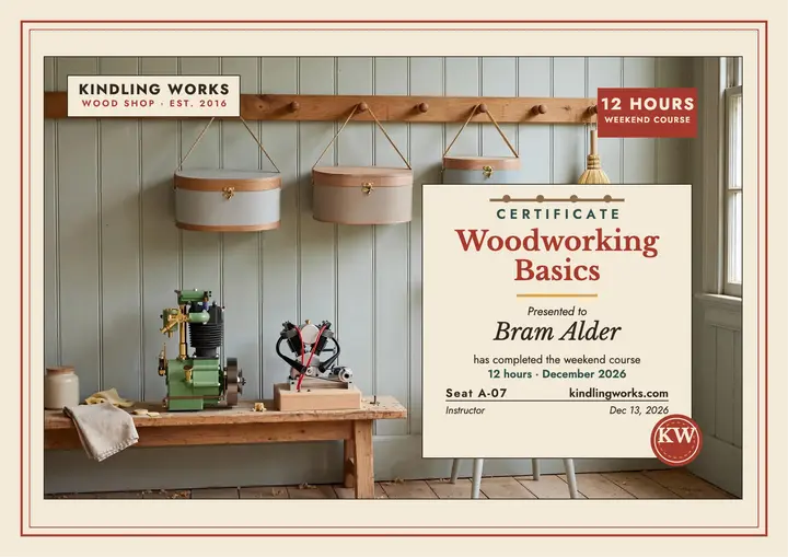 Kindling Works woodworking certificate template