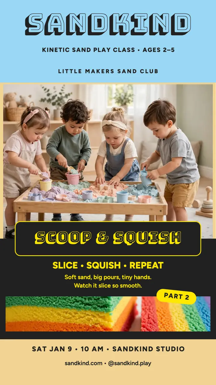 Sandkind sand play class split story: sand play class story template