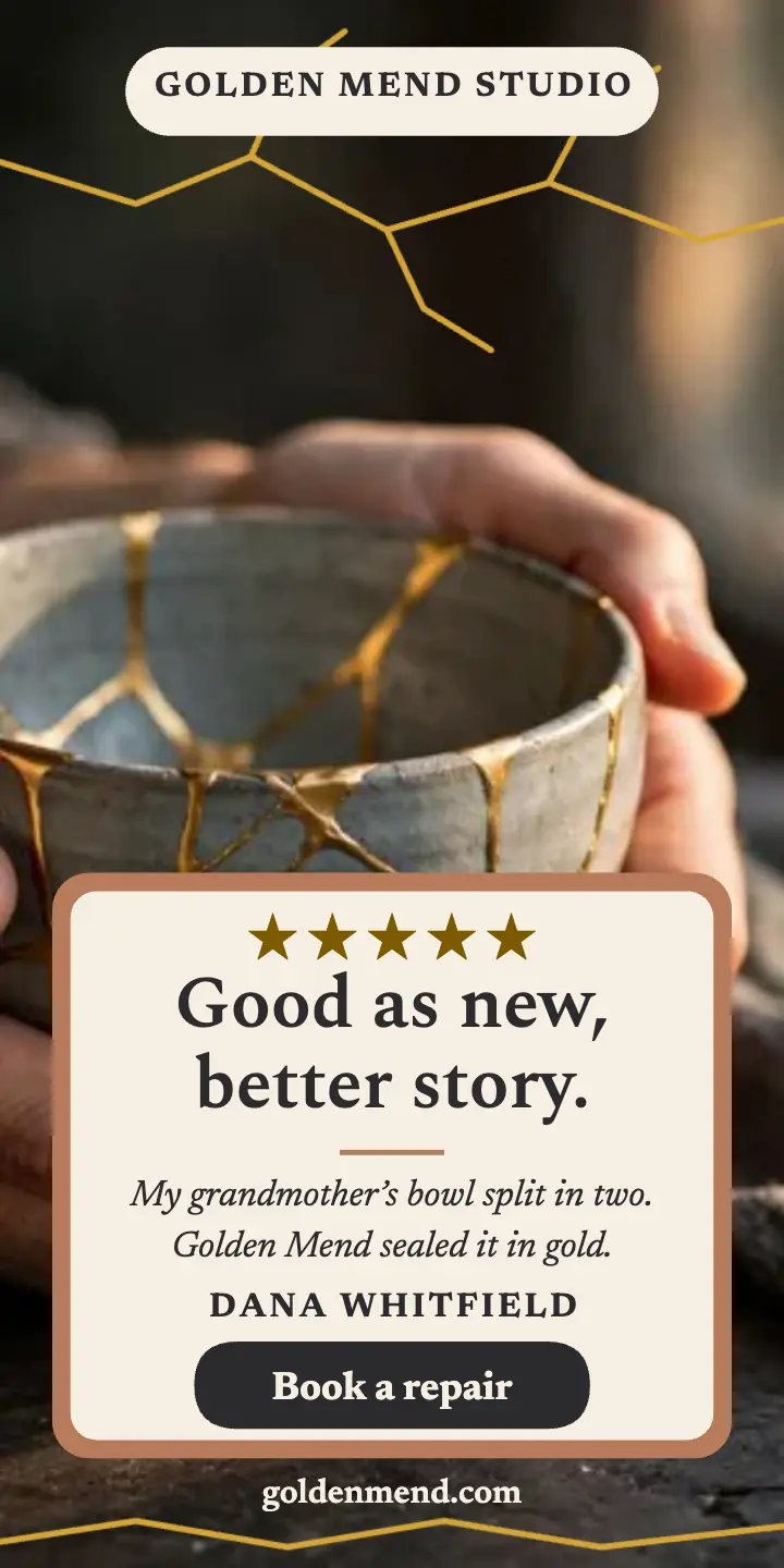 Golden Mend kintsugi review card template