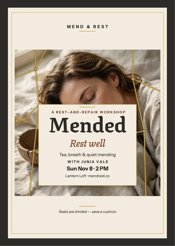 Mend and Rest workshop invite, kintsugi template