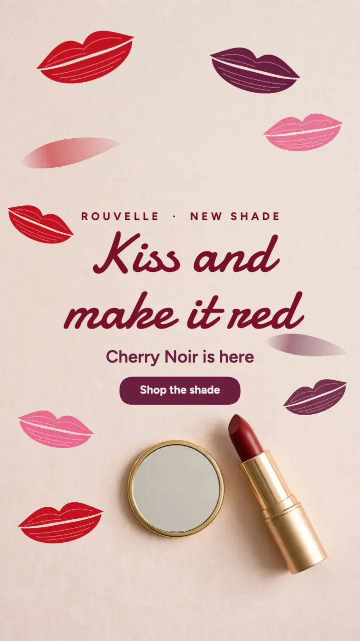 Rouvelle Cherry Noir lipstick launch story template