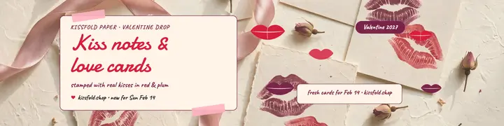 Kissfold Paper Valentine love cards banner template