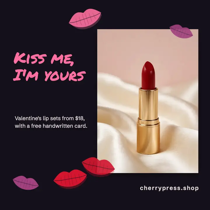 Cherrypress kiss me Valentine's template