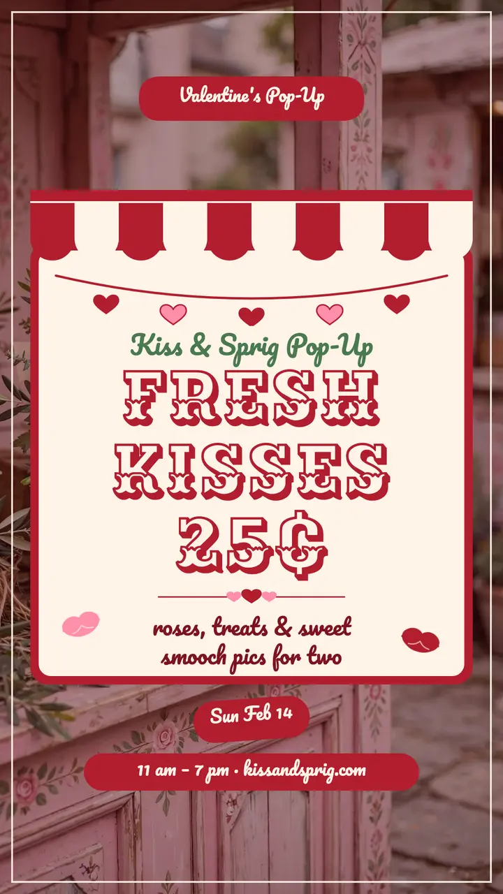 Kiss and Sprig kissing booth Valentine story template