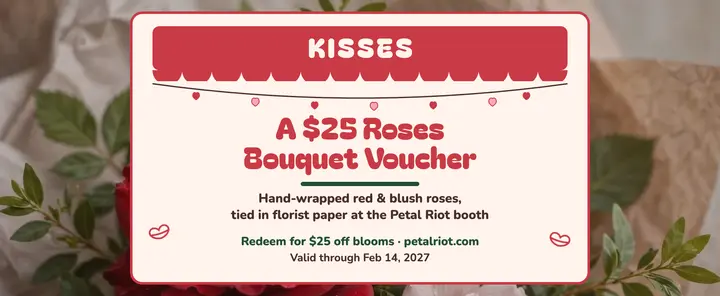 Kisses roses bouquet voucher template