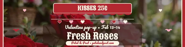 Petal and Post Valentine roses kissing booth billboard template