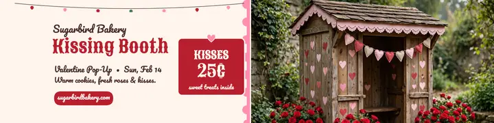 Sugarbird Bakery kissing booth banner template