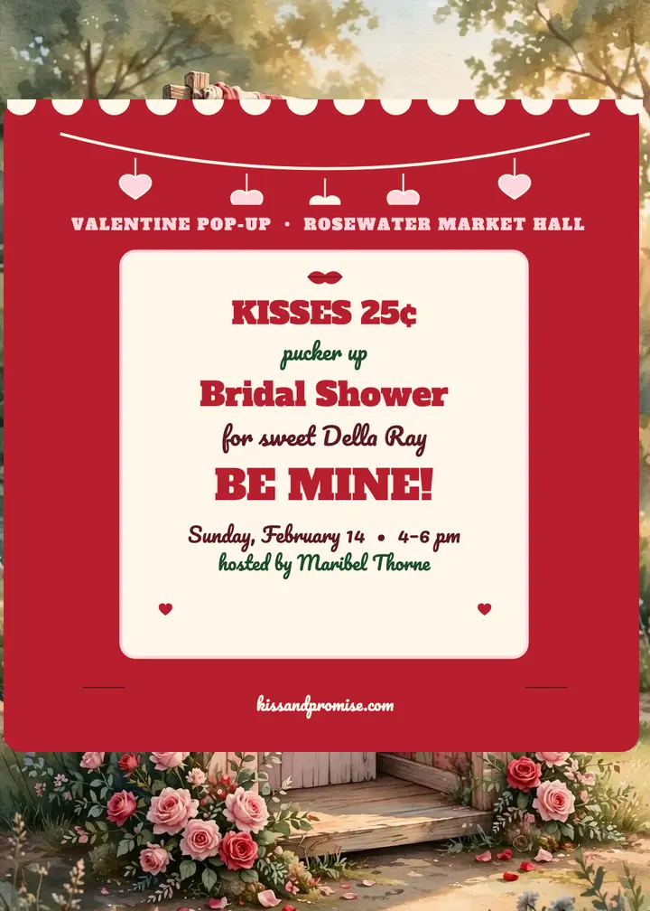 Kissing booth bridal shower invitation template