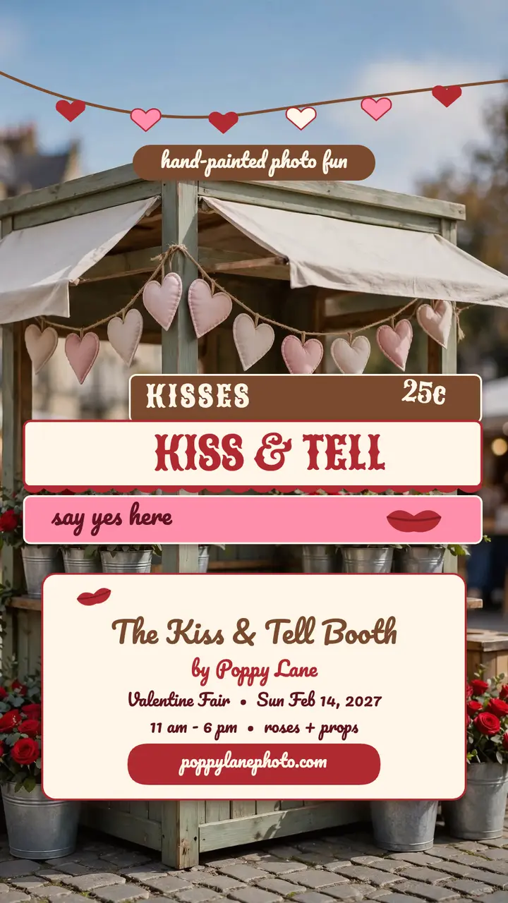 Kiss and Tell engagement pop-up story template