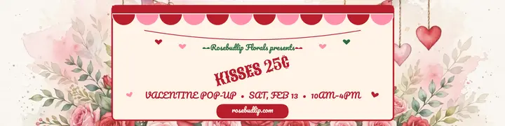 Rosebudlip Florals kissing booth pop-up banner template