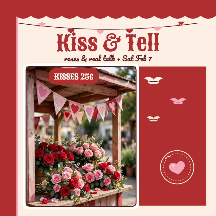 Kiss and Tell florals kissing booth cover template