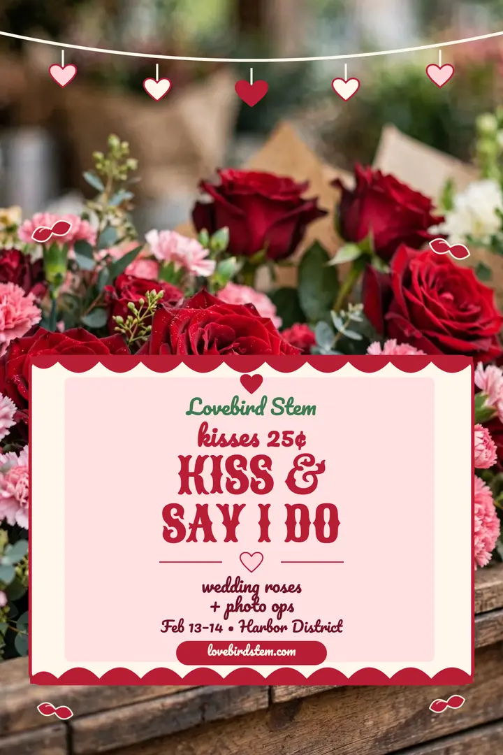 Lovebird Stem kissing booth poster: kissing booth poster template
