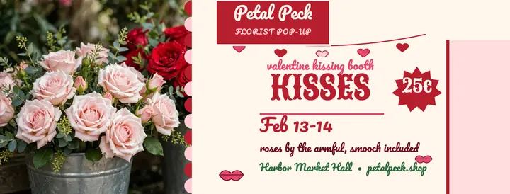 Petal Peck kissing booth cover template