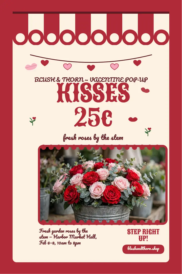 Blush and Thorn kissing booth poster template