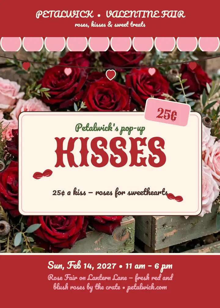 Petalwick kissing booth Valentine invite template