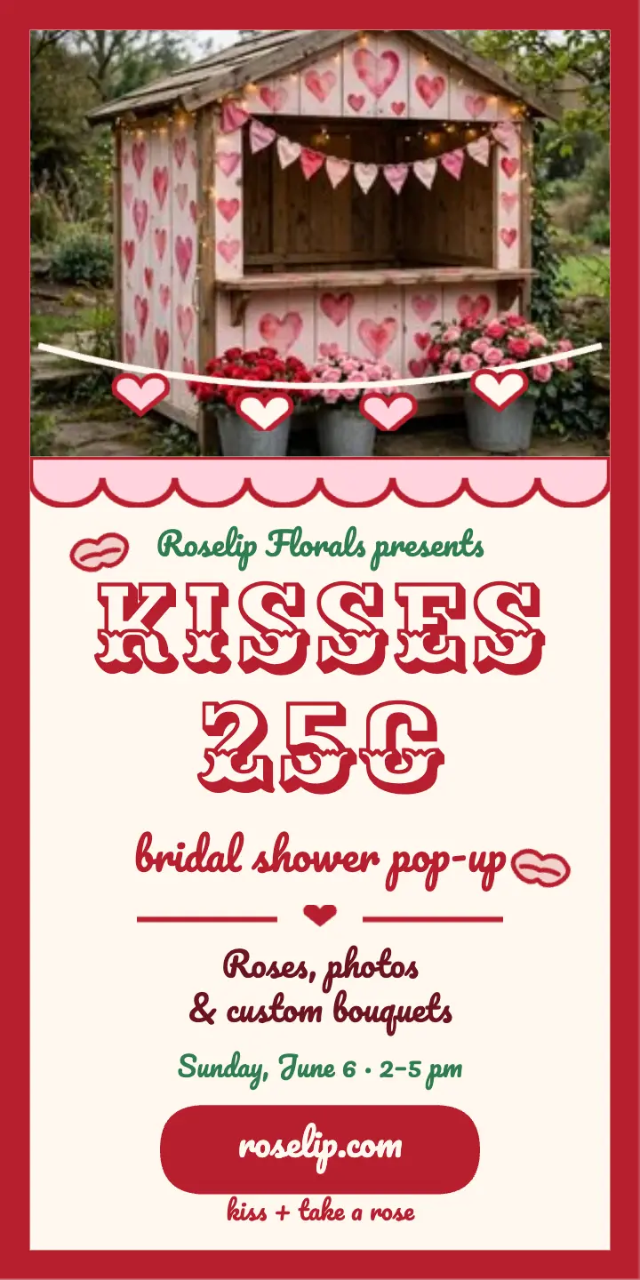 Roselip kissing booth shower ad: bridal shower ad template