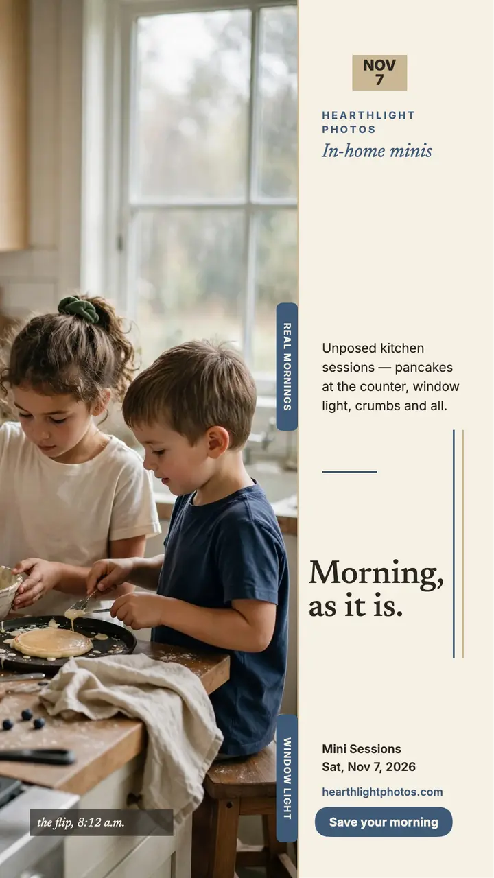 Kitchen morning mini sessions story template