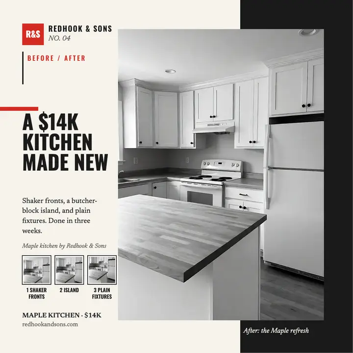 Redhook and Sons maple kitchen refresh essay: kitchen renovation post template