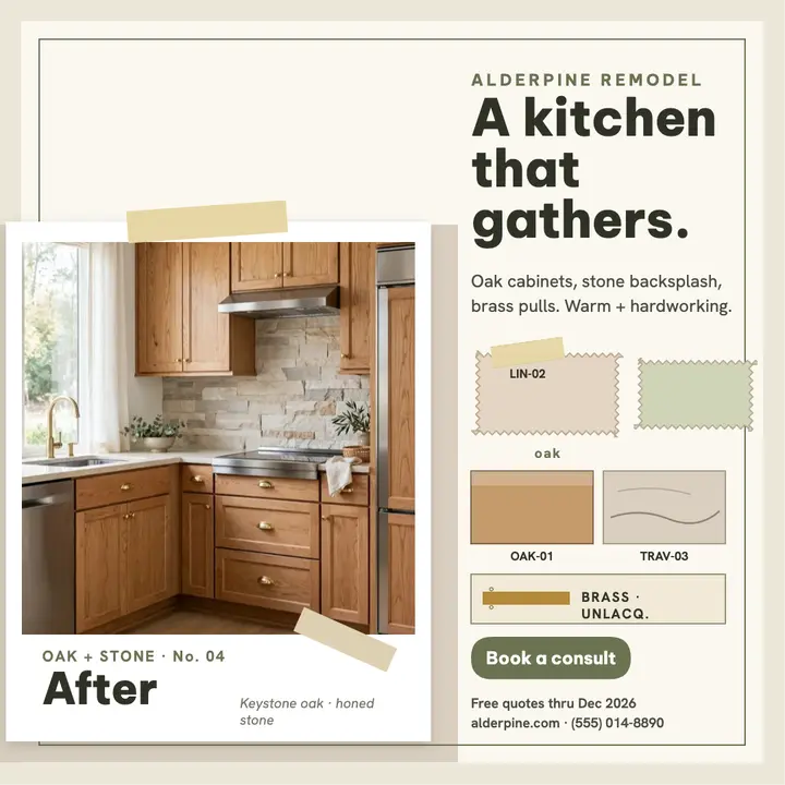 Alderpine kitchen sample board post template