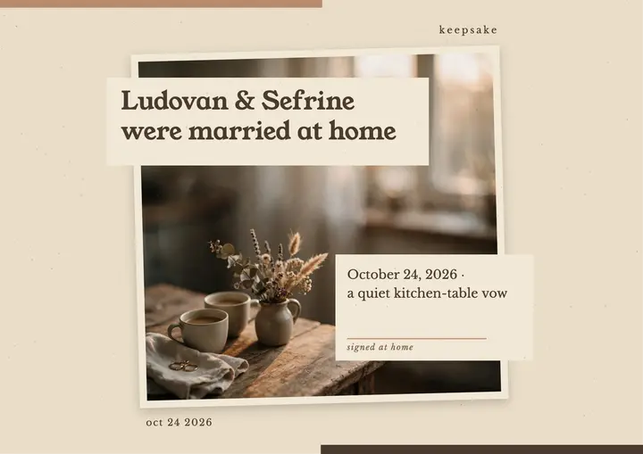 Kitchen-table vow certificate, ambient realism template