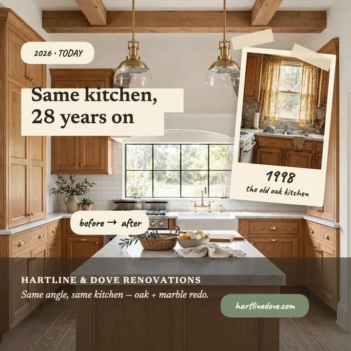 Same kitchen 28 years on remodel card template